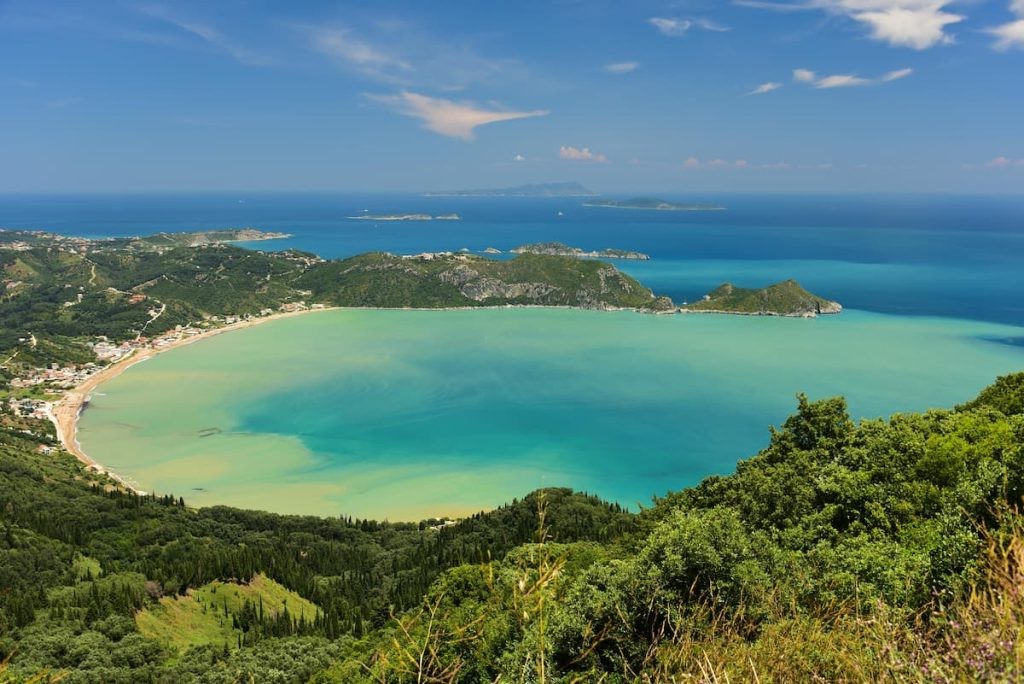 Coastal view near Agios Georgios with turquoise bay