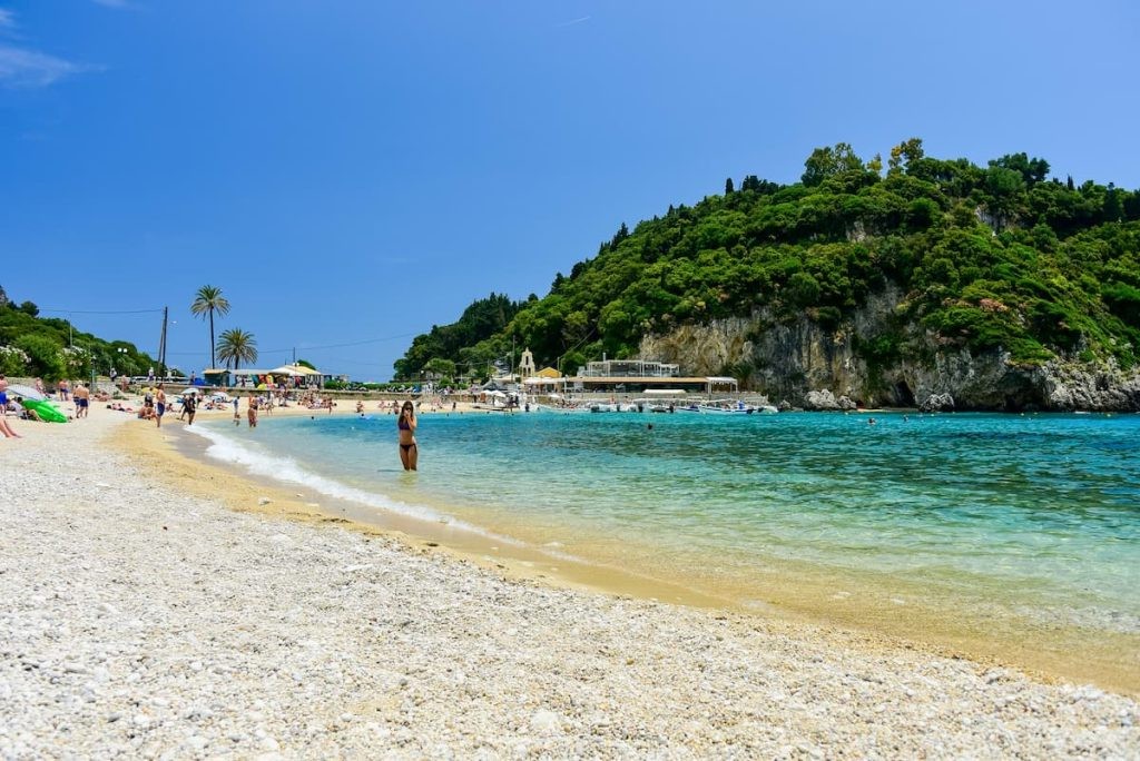 Agios Spyridon Beach in Paleokastritsa, Corfu, Greece