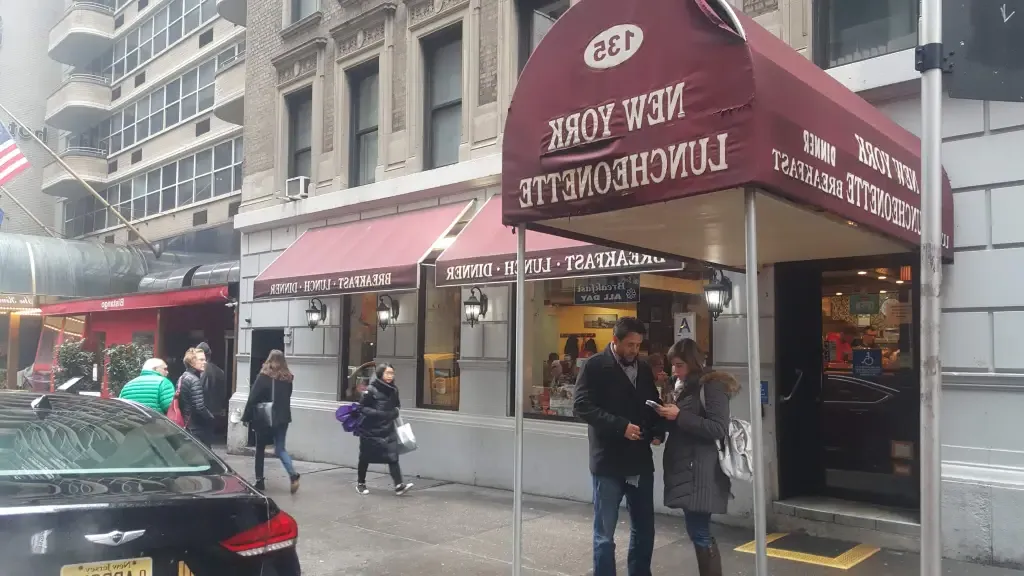 Outside New York Luncheonette, a classic American diner in Midtown.